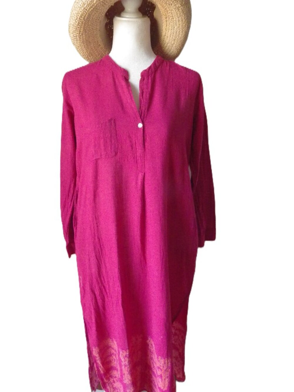 Fragonard Cotton Maxi Dress/ Fuchsia Cotton/ Summer/ Cruise/ TU/ S-L